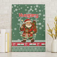 Hungary Christmas Canvas Wall Art with Green Snowflake Pattern Santa Claus Motif - Wonder Print Shop