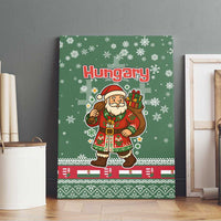 Hungary Christmas Canvas Wall Art with Green Snowflake Pattern Santa Claus Motif - Wonder Print Shop
