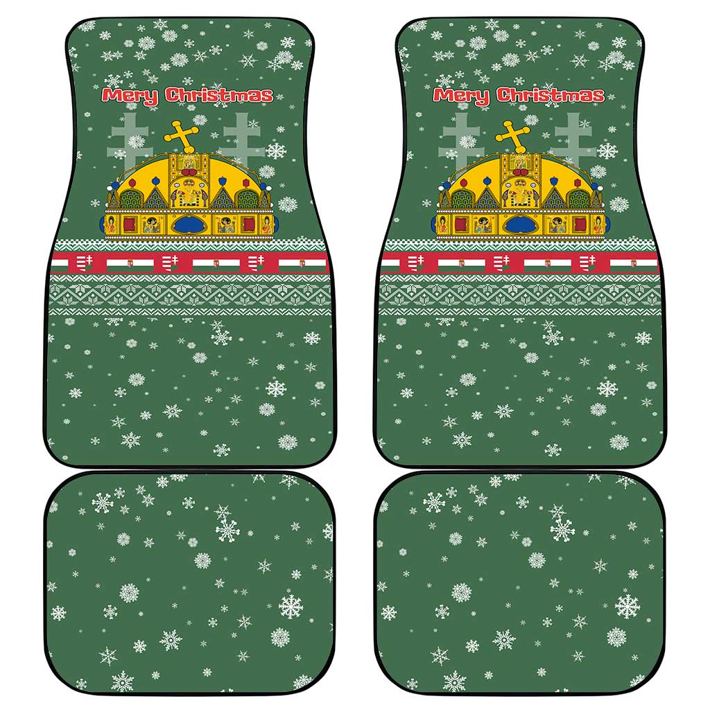 Hungary Christmas Car Mats with Green Snowflake Pattern Santa Claus Motif - Wonder Print Shop