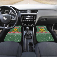 Hungary Christmas Car Mats with Green Snowflake Pattern Santa Claus Motif - Wonder Print Shop