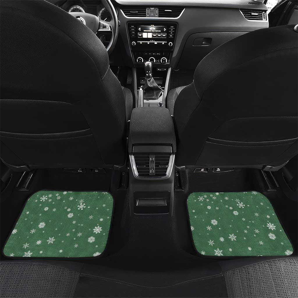 Hungary Christmas Car Mats with Green Snowflake Pattern Santa Claus Motif - Wonder Print Shop