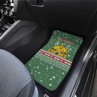 Hungary Christmas Car Mats with Green Snowflake Pattern Santa Claus Motif - Wonder Print Shop