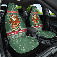 Hungary Christmas Car Seat Cover with Green Snowflake Pattern Santa Claus Motif - Wonder Print Shop