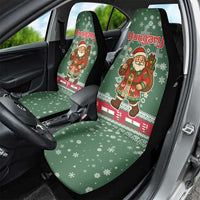 Hungary Christmas Car Seat Cover with Green Snowflake Pattern Santa Claus Motif - Wonder Print Shop