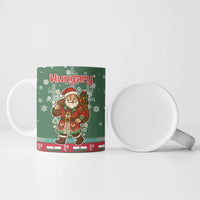 Hungary Christmas Ceramic Mug with Green Snowflake Pattern Santa Claus Motif - Wonder Print Shop