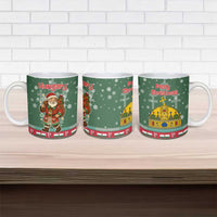 Hungary Christmas Ceramic Mug with Green Snowflake Pattern Santa Claus Motif - Wonder Print Shop