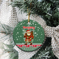 Hungary Christmas Ceramic Ornament with Green Snowflake Pattern Santa Claus Motif - Wonder Print Shop