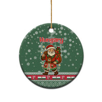 Hungary Christmas Ceramic Ornament with Green Snowflake Pattern Santa Claus Motif - Wonder Print Shop