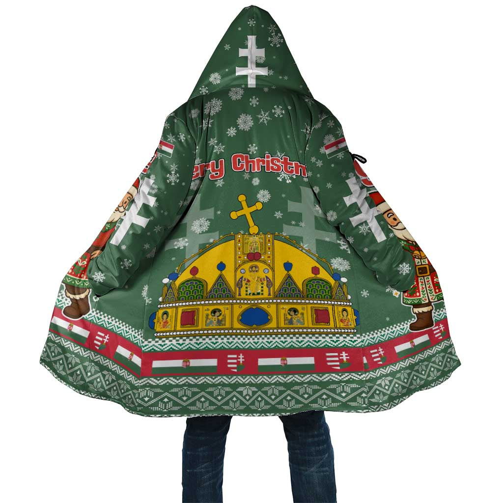 Hungary Christmas Cloak with Green Snowflake Pattern Santa Claus Motif - Wonder Print Shop