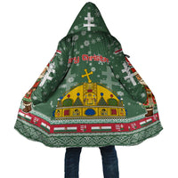 Hungary Christmas Cloak with Green Snowflake Pattern Santa Claus Motif - Wonder Print Shop