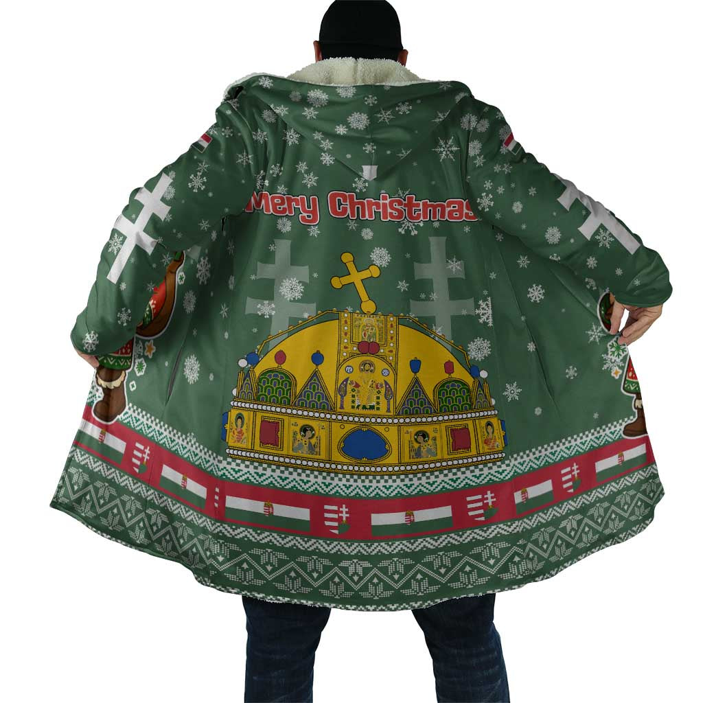 Hungary Christmas Cloak with Green Snowflake Pattern Santa Claus Motif - Wonder Print Shop
