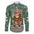 Hungary Christmas Family Matching Off Shoulder Short Dress and Hawaiian Shirt with Green Snowflake Pattern Santa Claus Motif - Wonder Print Shop