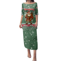 Hungary Christmas Family Matching Puletasi and Hawaiian Shirt with Green Snowflake Pattern Santa Claus Motif - Wonder Print Shop