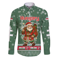 Hungary Christmas Family Matching Summer Maxi Dress and Hawaiian Shirt with Green Snowflake Pattern Santa Claus Motif - Wonder Print Shop