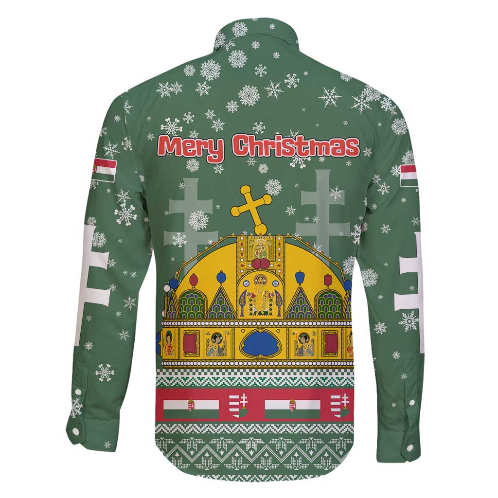 Hungary Christmas Family Matching Tank Maxi Dress and Hawaiian Shirt with Green Snowflake Pattern Santa Claus Motif - Wonder Print Shop