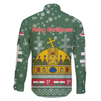 Hungary Christmas Family Matching Tank Maxi Dress and Hawaiian Shirt with Green Snowflake Pattern Santa Claus Motif - Wonder Print Shop