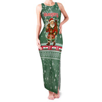 Hungary Christmas Family Matching Tank Maxi Dress and Hawaiian Shirt with Green Snowflake Pattern Santa Claus Motif - Wonder Print Shop