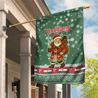 Hungary Christmas Garden Flag with Green Snowflake Pattern Santa Claus Motif - Wonder Print Shop