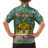 Hungary Christmas Hawaiian Shirt with Green Snowflake Pattern Santa Claus Motif - Wonder Print Shop