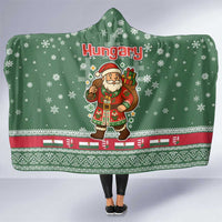 Hungary Christmas Hooded Blanket with Green Snowflake Pattern Santa Claus Motif - Wonder Print Shop