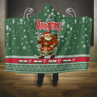 Hungary Christmas Hooded Blanket with Green Snowflake Pattern Santa Claus Motif - Wonder Print Shop