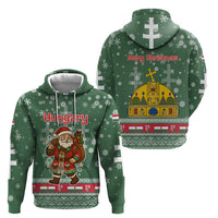 Hungary Christmas Hoodie with Green Snowflake Pattern Santa Claus Motif - Wonder Print Shop