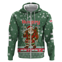 Hungary Christmas Hoodie with Green Snowflake Pattern Santa Claus Motif - Wonder Print Shop