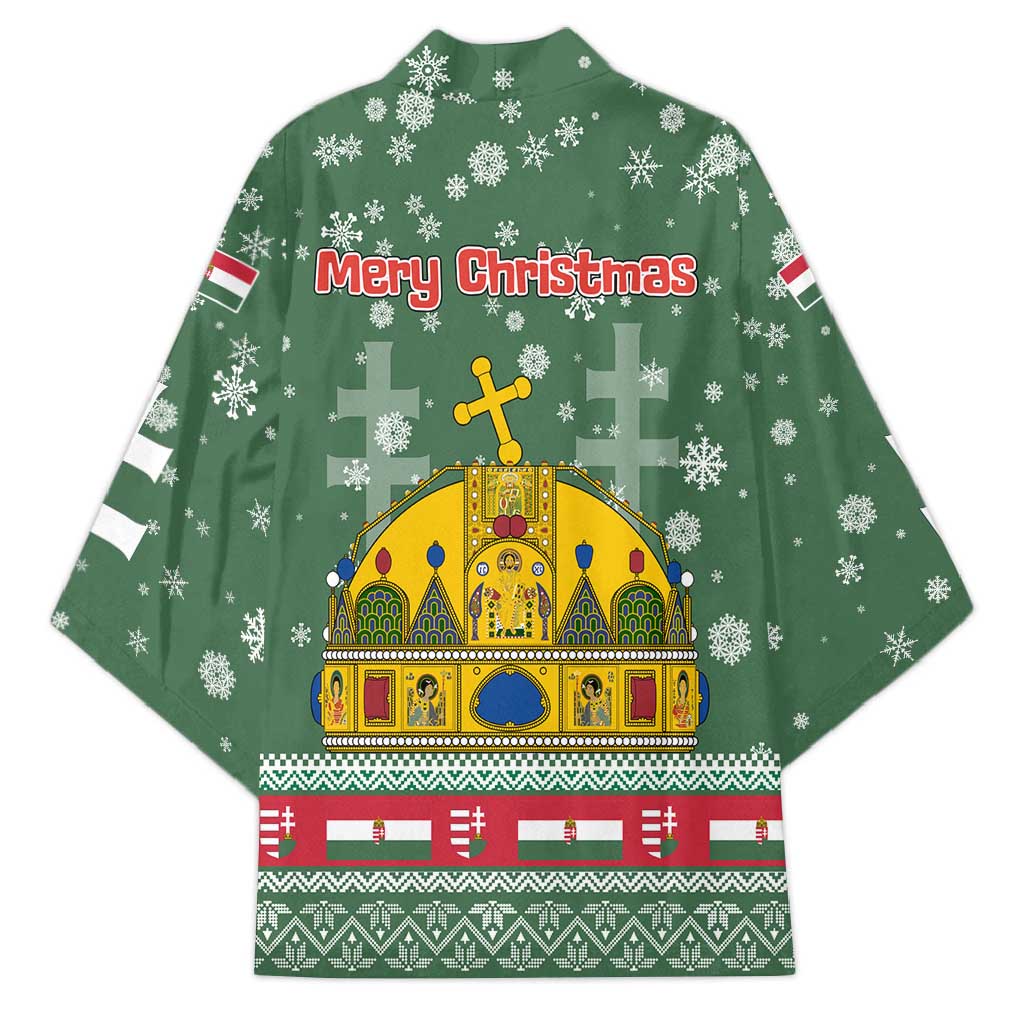 Hungary Christmas Kimono with Green Snowflake Pattern Santa Claus Motif - Wonder Print Shop
