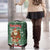 Hungary Christmas Luggage Cover with Green Snowflake Pattern Santa Claus Motif - Wonder Print Shop