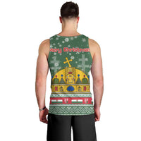 Hungary Christmas Men Tank Top with Green Snowflake Pattern Santa Claus Motif - Wonder Print Shop