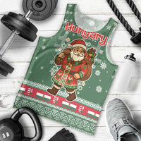 Hungary Christmas Men Tank Top with Green Snowflake Pattern Santa Claus Motif - Wonder Print Shop