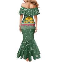Hungary Christmas Mermaid Dress with Green Snowflake Pattern Santa Claus Motif - Wonder Print Shop