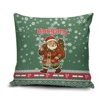 Hungary Christmas Pillow Cover with Green Snowflake Pattern Santa Claus Motif - Wonder Print Shop