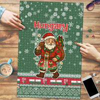Hungary Christmas Puzzle with Green Snowflake Pattern Santa Claus Motif - Wonder Print Shop