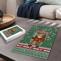 Hungary Christmas Puzzle with Green Snowflake Pattern Santa Claus Motif - Wonder Print Shop