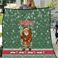 Hungary Christmas Quilt with Green Snowflake Pattern Santa Claus Motif - Wonder Print Shop
