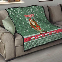 Hungary Christmas Quilt with Green Snowflake Pattern Santa Claus Motif - Wonder Print Shop