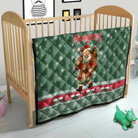 Hungary Christmas Quilt with Green Snowflake Pattern Santa Claus Motif - Wonder Print Shop
