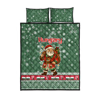 Hungary Christmas Quilt Bed Set with Green Snowflake Pattern Santa Claus Motif - Wonder Print Shop