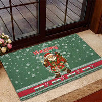 Hungary Christmas Rubber Doormat with Green Snowflake Pattern Santa Claus Motif - Wonder Print Shop