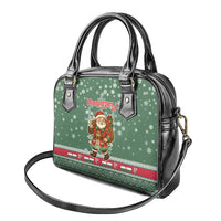 Hungary Christmas Shoulder Handbag with Green Snowflake Pattern Santa Claus Motif - Wonder Print Shop