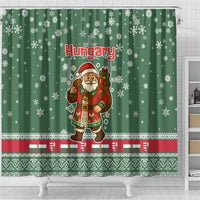 Hungary Christmas Shower Curtain with Green Snowflake Pattern Santa Claus Motif - Wonder Print Shop