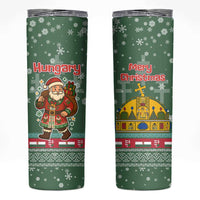 Hungary Christmas Skinny Tumbler with Green Snowflake Pattern Santa Claus Motif - Wonder Print Shop
