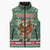 Hungary Christmas Sleeveless Puffer Jacket with Green Snowflake Pattern Santa Claus Motif - Wonder Print Shop