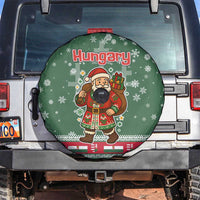 Hungary Christmas Spare Tire Cover with Green Snowflake Pattern Santa Claus Motif - Wonder Print Shop
