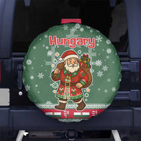 Hungary Christmas Spare Tire Cover with Green Snowflake Pattern Santa Claus Motif - Wonder Print Shop