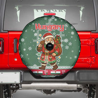 Hungary Christmas Spare Tire Cover with Green Snowflake Pattern Santa Claus Motif - Wonder Print Shop