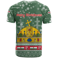 Hungary Christmas T Shirt with Green Snowflake Pattern Santa Claus Motif - Wonder Print Shop