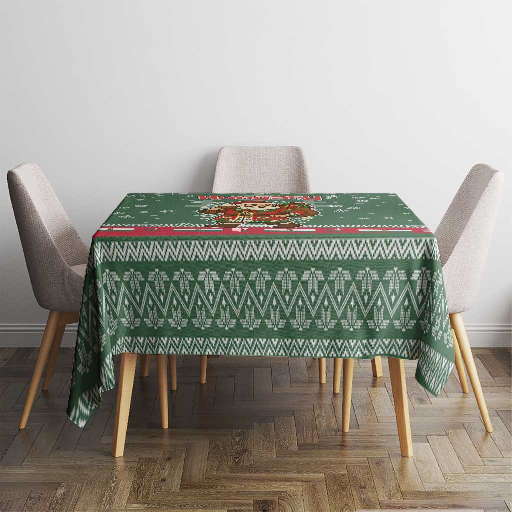 Hungary Christmas Tablecloth with Green Snowflake Pattern Santa Claus Motif - Wonder Print Shop