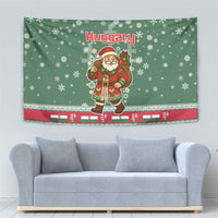 Hungary Christmas Tapestry with Green Snowflake Pattern Santa Claus Motif - Wonder Print Shop